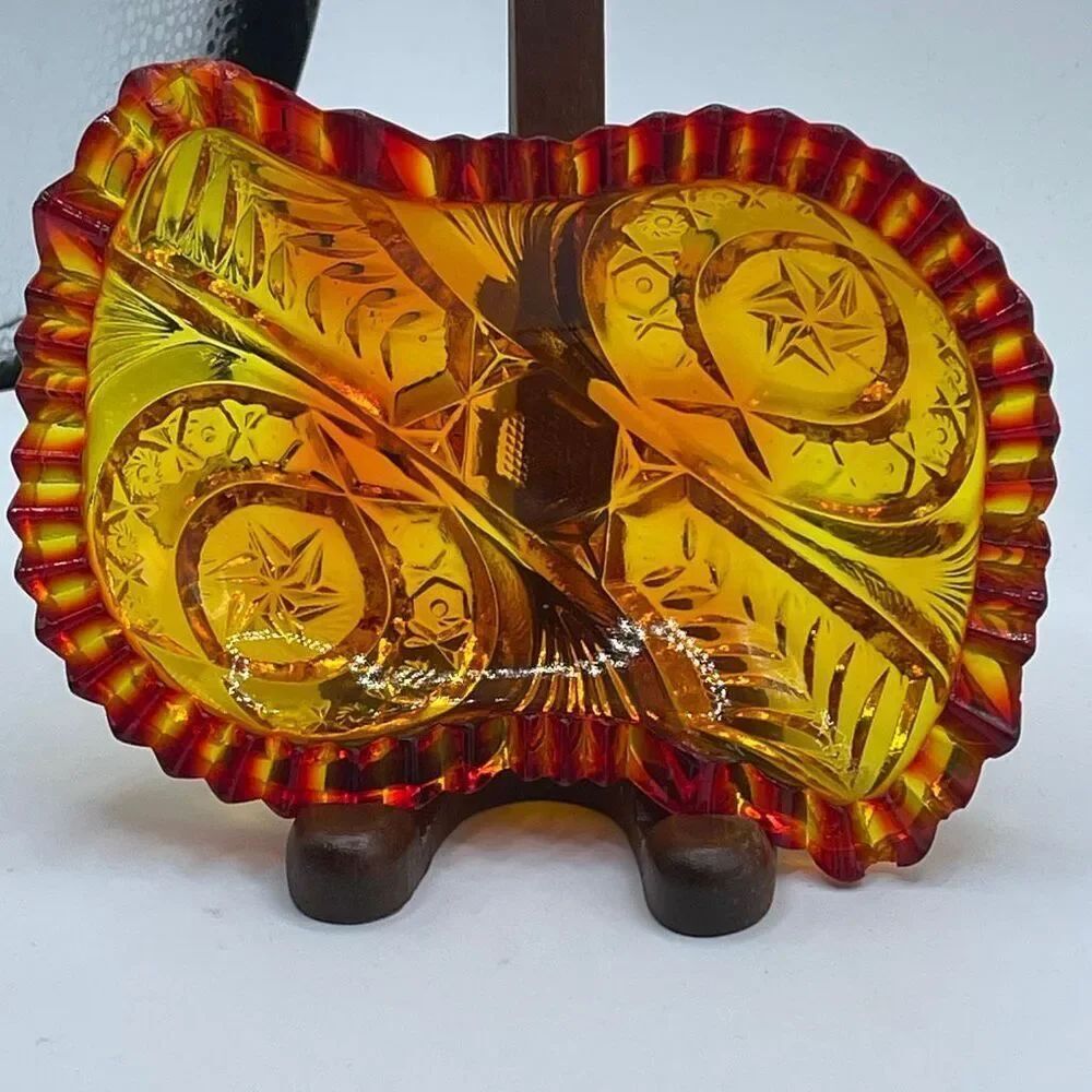 Vintage L.E.Smith “Amberina” glass candy trinket or relish dish.
